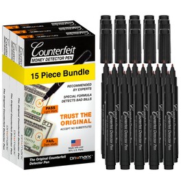 Dri Mark 15 Pack Counterfeit Bill Detector Marker Pen, Made in The USA, 3 Times More Ink, Pocket Size, Fake Money Checker - Money Loss Prevention Tester & Fraud Protection for U.S. Currency (CFD15PK)