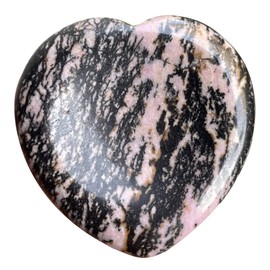 favoramulet Heart Love Crystal Thumb Worry Stone Pocket Palm Stones for Anxiety Therapy Geometry Chakra Healing Reiki Balancing, Rhodonite