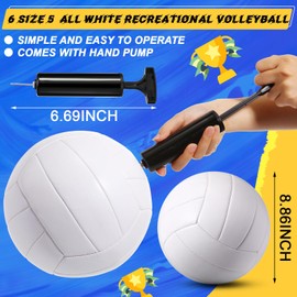 Jexine 6 Pcs Autograph All White Volleyball Ball Blank Official Size 5 DIY Painting Plain Volleyball Ball with Needle Pump for Autograph Awards Sign Coaches Back to School Classroom Gift (White)
