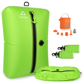 Zurligi Vacuum Bags for Travel with Pump, Vacuum Compression Bag with Adjustable Shoulder Strap, IP67 Reusable Vacuum Packing Cubes for Luggage, Backpack, Suitcase, Yoga, Swim, Beach (2PC+Green)