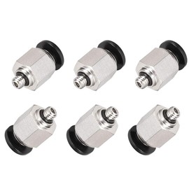 TA-VIGOR 6Pcs M5 x 6mm Push to Connect Pneumatic Fittings, Straight Quick Connect Air Line Fittings Push in Pneumatic Connectors for PE PU Nylon Tubing Pneumatic Quick Joint Adapter