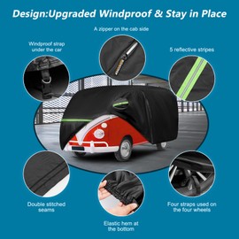 Car Cover for 1950-1992 VW Bus T1 T2 T3, Waterproof 420D Oxford Cloth Cover Outdoor Full Car Covers with Zipper Windproof Heavy Duty All Weather with Wind, Sun, UV and Dust Protectio