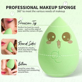 Docolor Make Up Sponge Set for Foundation Blending, Powder, Cream or Liquid Application (Pack of 3, Pea Pod)