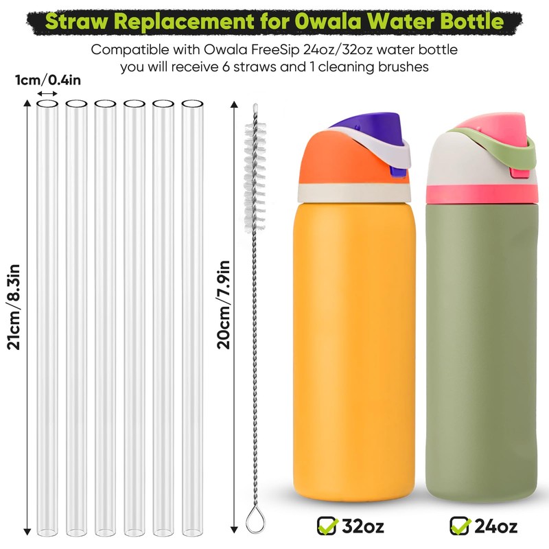 6PCS Replacement Straws for Owala Water Bottle 24 oz 32