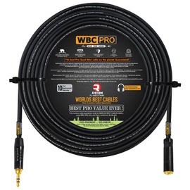 20 Foot - WBC-PRO-Quad-MINI Ultra-Silent Ultra-Flexible Balanced Mini-Star-Quad Auxiliary Cable with Neutrik-Rean 3.5mm Gold Mini TRS Male & Female Plugs