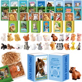 VioraWhite 48 Sets Funny Employee Appreciation Gifts Bulk Valentine's Day Thank You Galentines Mini Resin Animals Cute Ornament Box Raffia Motivational Inspirational for Teacher Coworker Team Staff