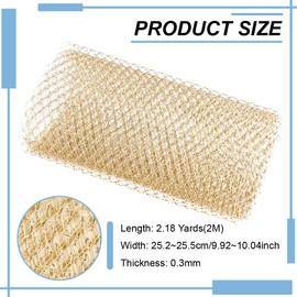 BENECREAT Gold Wedding Mesh Netting Fabric, 2 Yards (1.8m) x 10in (25cm) Width, French/Elegant Style, Ideal for DIY Wedding Crafts
