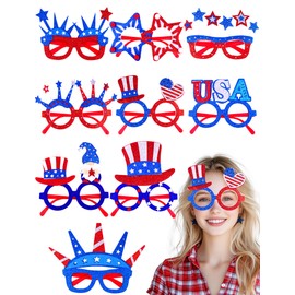 VEKDA 9Pcs 4th of July Glasses Patriotic Fourth of July Accessories for Independence Day Party Decorations and Festival Supplies