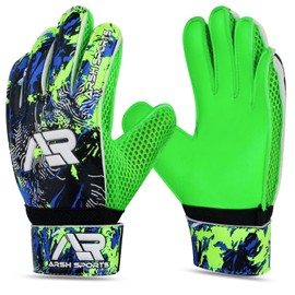 Arsh Sports Soccer Goalie Gloves, Football Goalkeeper Gloves for Kids Youth & Adult Strong Grip Finger Save 4mm Latex Finger Spine Protection (Green, Size 4 Suitable for 6-9 Years)