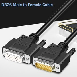 Jienk 5ft DB26 RS232 3Row 26Pin Serial Extension Cable, Male to Female 26-Pin Gold Plated Connecter Straight Through Cord for Mechanical Equipment CNC Computers