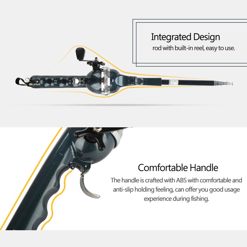 Lightweight Plastic Folding Integrated Fishing Rod and Enclosed Reel Tackle