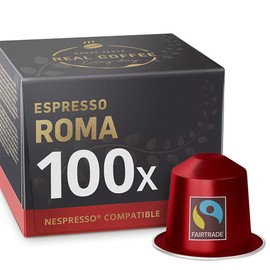 ‘Roma’ Strong Espresso for Nespresso | 100 Bold Aluminum Capsules | Extra Dark and Intense Italian Flavor | 100% Nespresso Compatible Pods