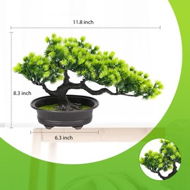 leafouse Artificial Bonsai Tree Juniper Artificial Plant Indoor Small Fake Plant Decoration, Office Desk Bathroom Shelf Bedroom Living Room Decoration Longevity Pine