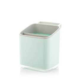 Minky Sink Caddy - Sponge Holder with Two Compartments, Removable Tray, Rail for Cloths, and Drainage Spout - Small Footprint Organizer for Kitchen Sink Accessories - Made in UK (Green)