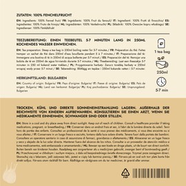 Fennel Tea by Alpi Nature, 120 Fennel Tea Bags, 240g 8.5 oz, Multipack of 6 x 20 Bags of 2g each, Dried Fennel Seeds for Preparing Herbal Infusions