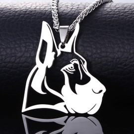 Big Stainless Steel Great Dane Silhouette Gentle Giant Deutsche Dogge German Mastiff Pet Dog Tag Collar Jewelry Charm Pendant Necklace