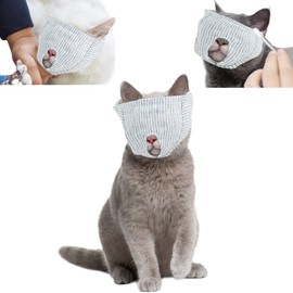 Samcos Cat Blindfold Mask, Protective Mask, Cat Muzzle, Nail Clippers Assistance, Mask, Pets, Mouth, Cat Mask, Soft Fabric, Breathable, Ear Cleaning, Cat Bathing, Biting, Prevents Pick-ups, Rampaging