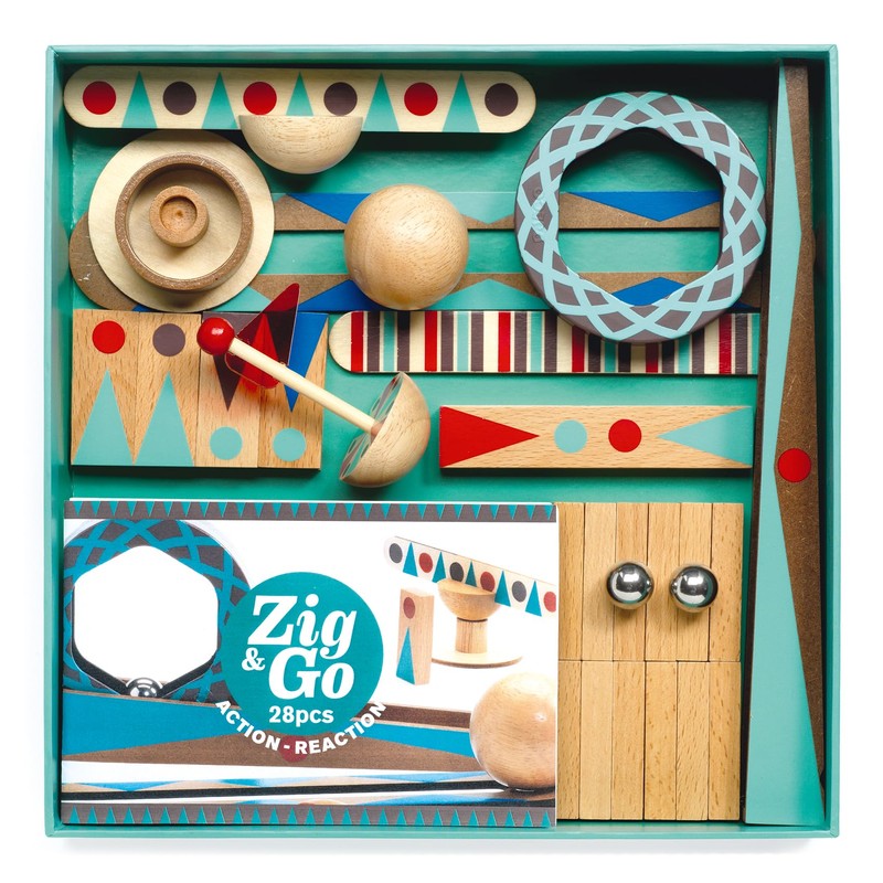 DJECO Construcción Go-28 Zig & Go Construction-28 pcs (35640), Multicoloured