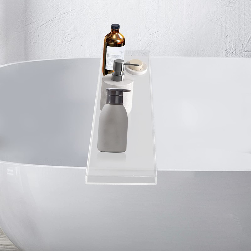 Bathtub Tray Caddy Acrylic Bath Tray, Wine Glass Book Holder