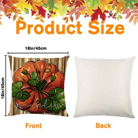 Heirloom Haven 4 Pack Fall Pillow Covers Decoration,18x18in Farmhouse Tree Texture Bottom Pumpkin Maple Leaf Thanksgiving Throw Pillows Cushion Case Couch Decor for Autumn Home Outdoor Decorations