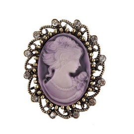 Vintage Style Bronze Steel Cameo Brooch, 4 cm, Acrylic