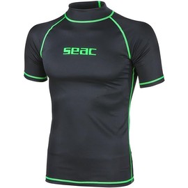 SEAC Men's Rash Guard T Black, Short Sleeve, Sun Protection 97.5%, L
