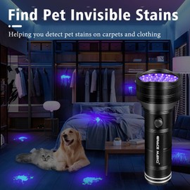 Grace Marci UV Flashlight Black Light, 51 LED 395 nm Blacklight, Pet Urine Detector for Dog/Cat Urine, Dry Stains, Bed Bug, Scorpion,Dry Pet Stains (51 LED flashlight)