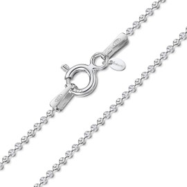 Amberta 925 Sterling Silver 1.2 mm Ball Bead Chain Necklace Length 36" inch / 90 cm (36)