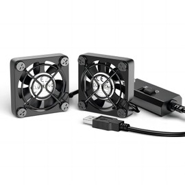 ELUTENG Small Fan, 1.6 inches (4 cm), 2 USB Fan, 3 Levels Air Flow Adjustment, USB Fan, 1 Pair of 2, Cooling Cooler, Thin Type, Powerful Cooling, Computer Electronic Device Cooling, Blower, Mini Fan,