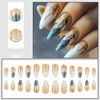 RUOKEXIN Almond Press on Nails Medium Length Fake Nails Gold