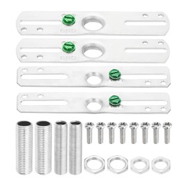 PATIKIL 4" Light Crossbar Kit, 4 Set Universal Light Fixture Mounting Bracket with 1/8IP and 1/4IP Tap Center Hole Ceiling Light Plate Canopy Hardware Set for Chandelier, Silver Tone