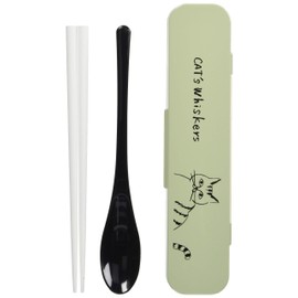 Ippinsha 41557-7 CAT'S Whiskers Cutlery Green Chopsticks Spoon Set