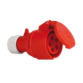 CEE 5-Pin Coupling Socket, 16A/400V, PCE SHARK, 215-6, IP 44, PCE, Tool-Free Opening and Closing