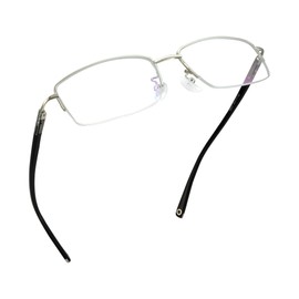 LifeArt Alloy Semi-Rimless Reading Glasses,Blue Light Blocking Glasses, Anti Eyestrain, Computer Gaming Glasses, TV Glasses for Women, Anti Glare (Silver, 3.00 Magnification)
