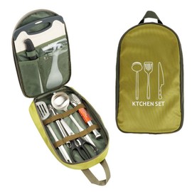 Jaugufiy Chef Knife Bag ，Camping Utensil Bag Portable Silverware Bag Travel Cookware Storage ，Knife Backpack and Waterproof Chef Bag，Tote Picnic BBQ Tableware Fork Spoon Chopsticks Organizer (Green)