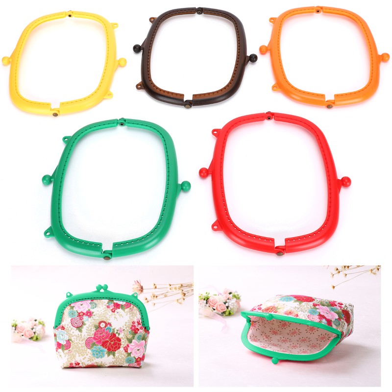5Pcs Purse Frame Semicircle Candy Colors Curved Plastic DIY Bag