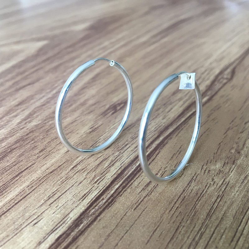 Aretes Arracadas de plata ley 925 redondas Agalea (3.0 cm)