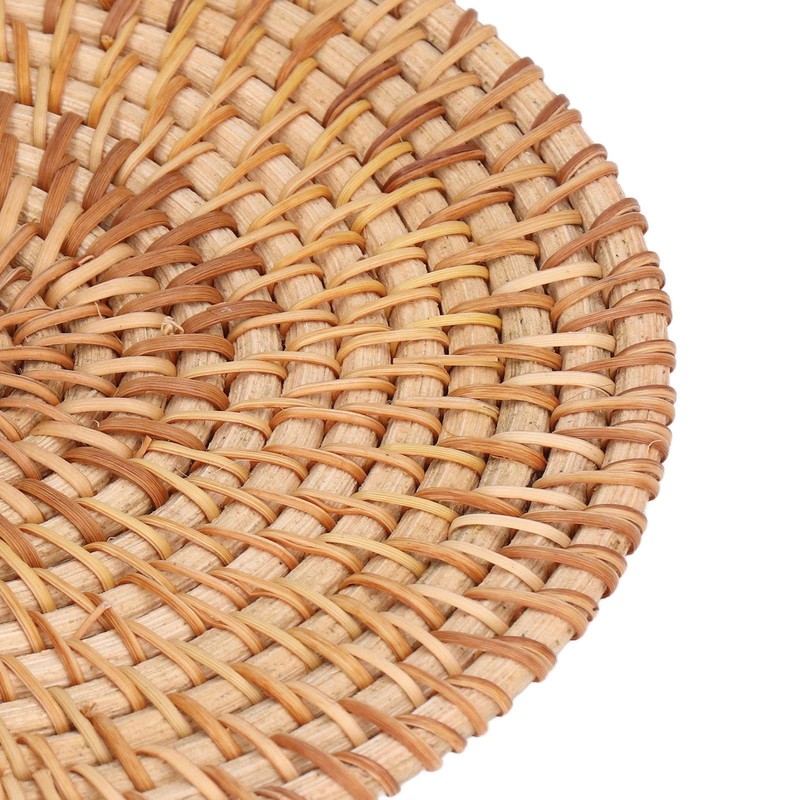 Round Woven Placemats, Natural Rattan Braid Table Mats, Hot Insulation