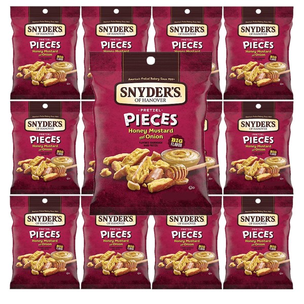 Snyder's Pretzel Pieces, Honey Mustard and Onion, 2.25oz Bags, Pack of 8