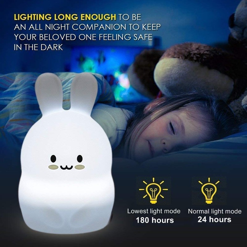 Tekemai Rabbit Night Light for Kids, Bedside Lamp for Children,