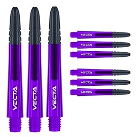 WINMAU Dart Shaft - Vecta Polycarbonate Dart Stems - 1 Set per Pack (Total 3 Dart Shafts) - Professional Dart Accessories - Purple and Black Medium Shafts