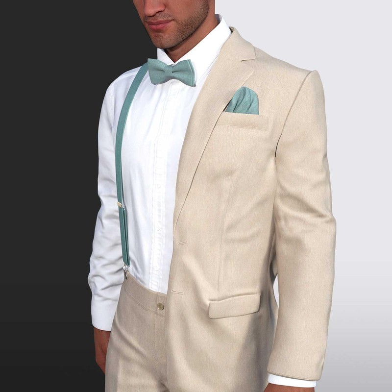 MAY-TIE Herren Fliege Set | Hochzeitsfliege vegan vorgebunden | Leinen