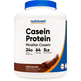 Nutricost Casein Protein Powder 5lb Chocolate - Micellar Casein, Gluten Free, Non-GMO