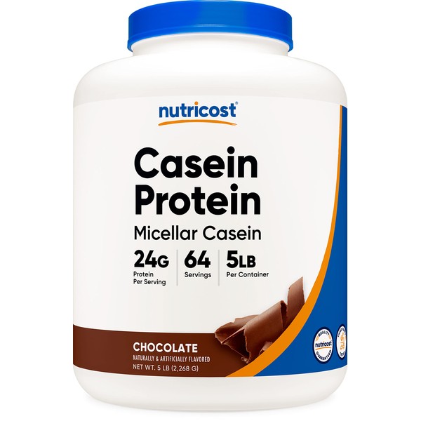 Nutricost Casein Protein Powder 5lb Chocolate - Micellar Casein, Gluten Free, Non-GMO