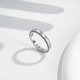 SOLOLIKE Anxiety Ring for Women: Geometric Sterling Silver Fidget Jewelry Polished Spinner Band Rings 3mm Stackable Rhombus Spinning Rings Anti Stress Relieving Jewelry Gifts, 10, Silver, No Gemstone