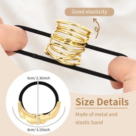WHAVEL Gold Hair Cuffs 4 Pcs Elastic Hair Ties Gold Ponytail Cuff Non-Damage Ponytail Holders Gold Hair Accessories for Women (B)