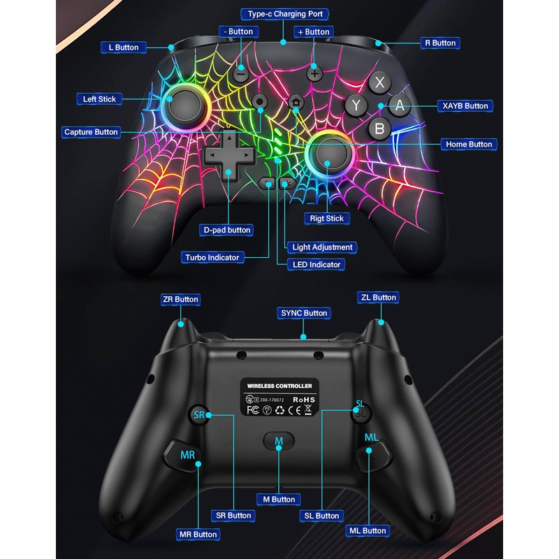 DBEPANK Switch Controller, Wireless Pro Controller Compatible with Nitendo Switch/Switch