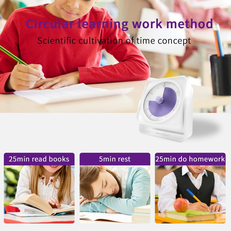 QUMOX F9 Visual Timer, 60-Minute Analog Countdown with Colour Disc,