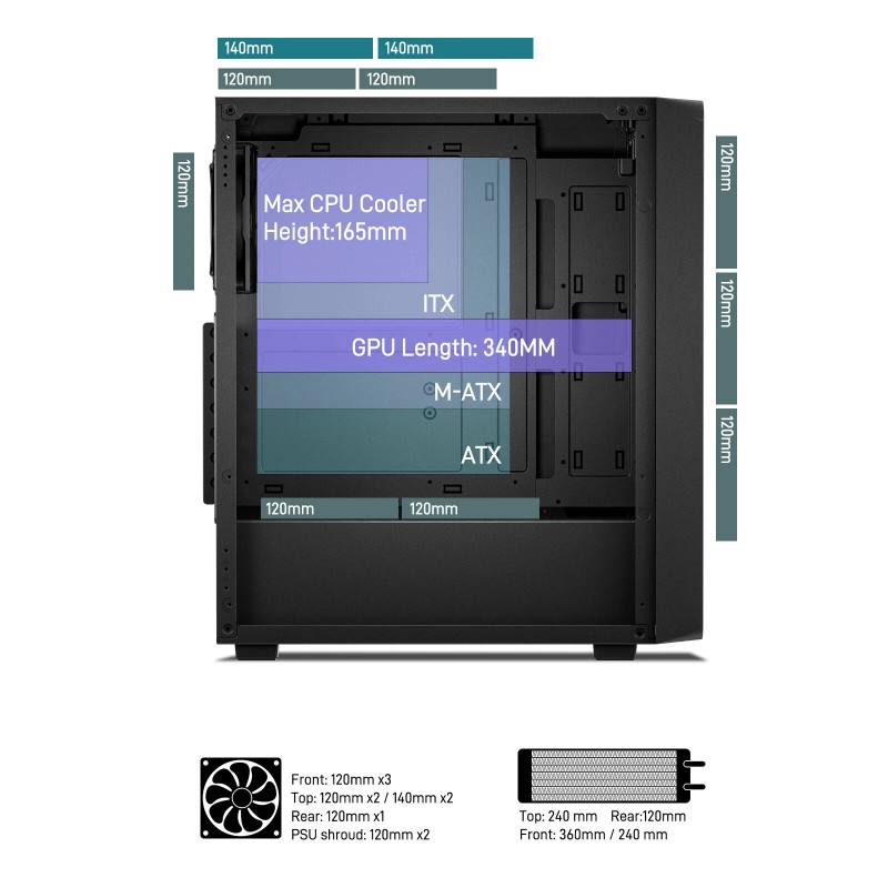 DARKROCK EC2 Black ATX Mini-ITX Mid Tower PC Case w/