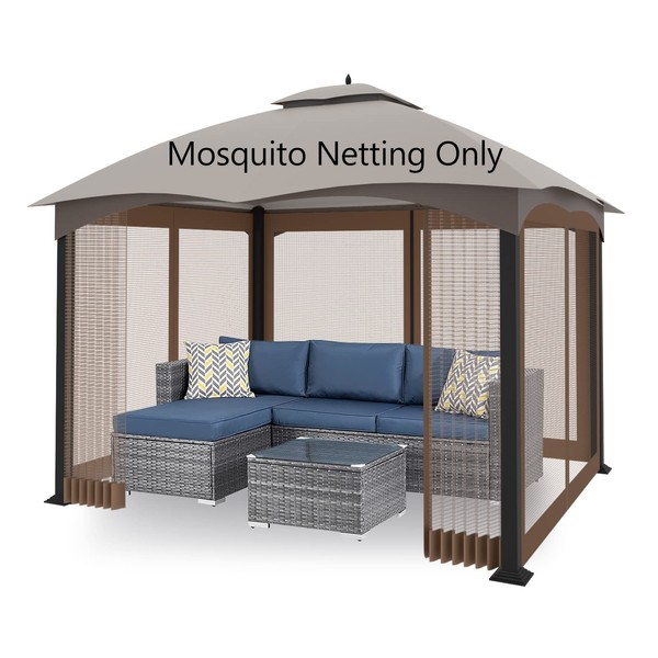 Tanxianzhe 10'x12' Gazebo Replacement Mosquito Netting 4-Panel Patio Screen Walls